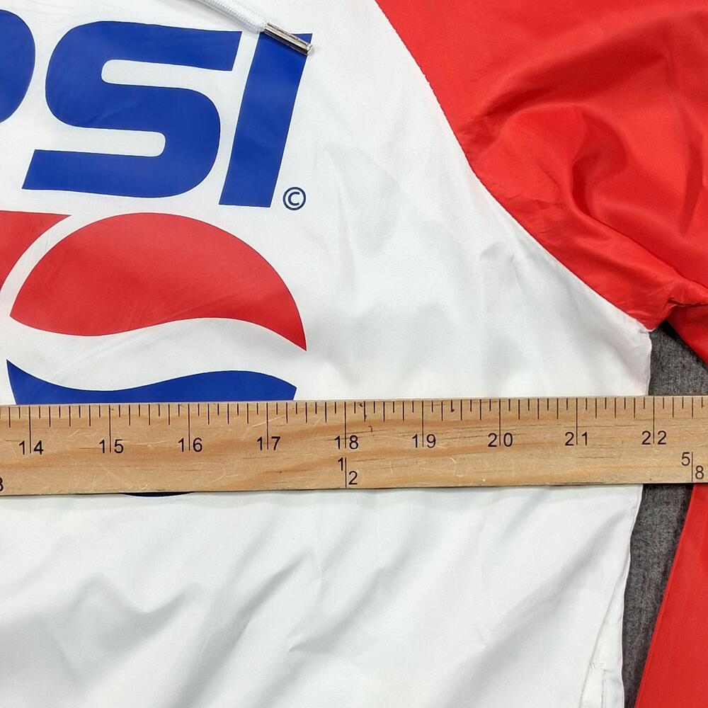 Pepsi Jacket Womens Medium Red White Blue Hooded Full Zip Logo Windbreaker - Picture 12 of 16